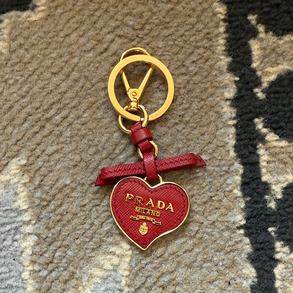 Prada Red and Gold Heart Key Holder *authentic
